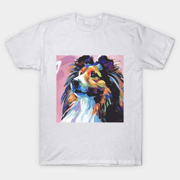 Shetland Sheepdog Dog Bright colorful pop dog art T-Shirt by bentnotbroken11